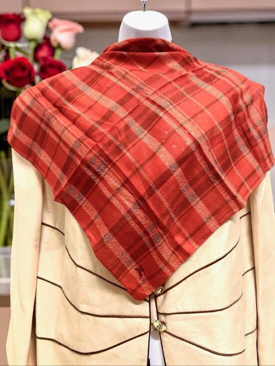 Burberry Accessories - New Never worn Burberry Neck-kerchief 19.5" red black gray check embroidered(95